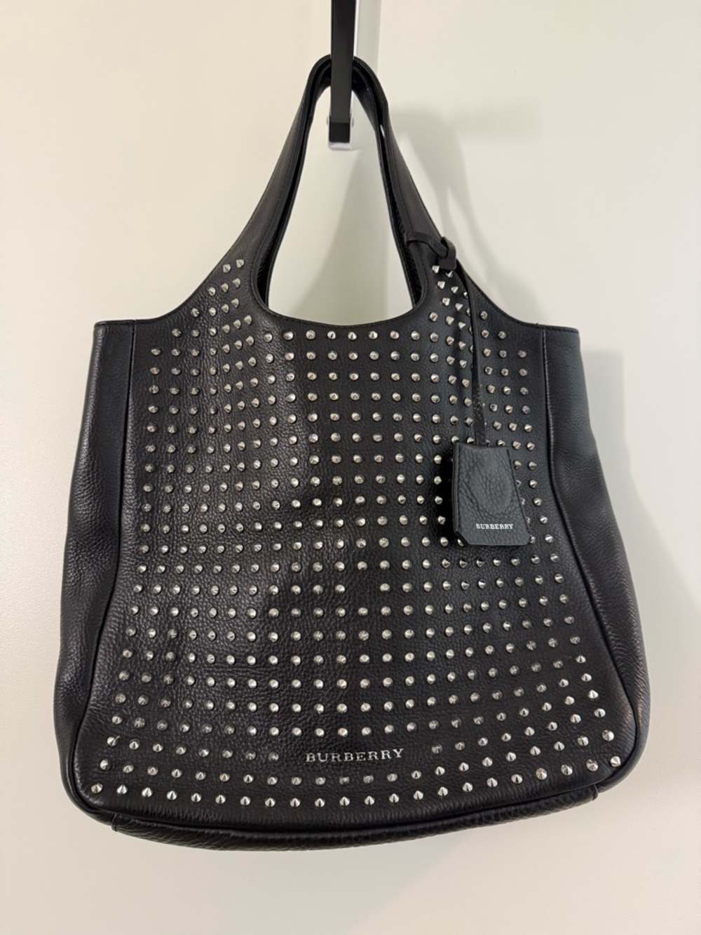 Burberry Black Leather Studded Tote